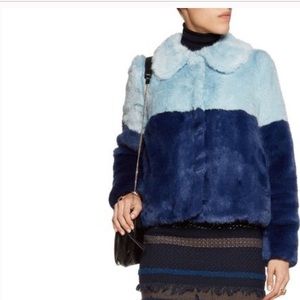 Alice + Olivia blue faux fur coat